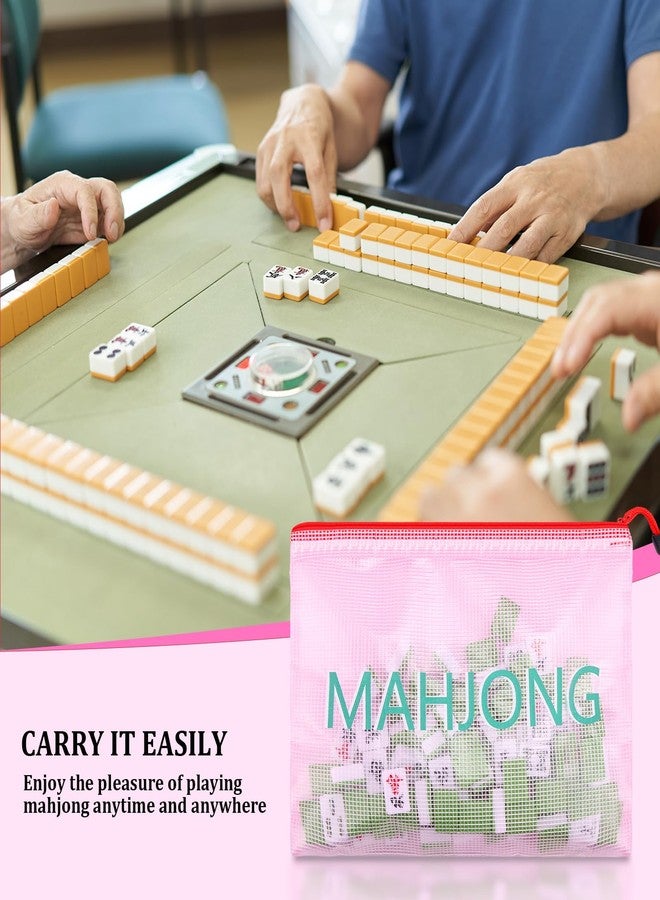 SilTriangle 2 Pack 13.6 x 9.7 Inch Empty Mahjong Tile Bag American PVC Clear Mahjong Case Size 166 Waterproof Zippered Storage Tile Holder Rack Bag for Game Lover Gift Travel, Case Only - Image 5